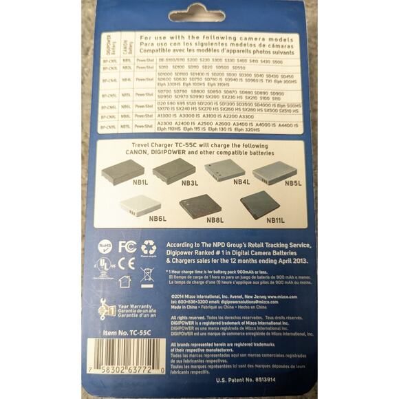 Digipower Digital Camera Travel Charger CANON POWER SHOT TC-55C 1 hr charge time - Picture 4 of 4